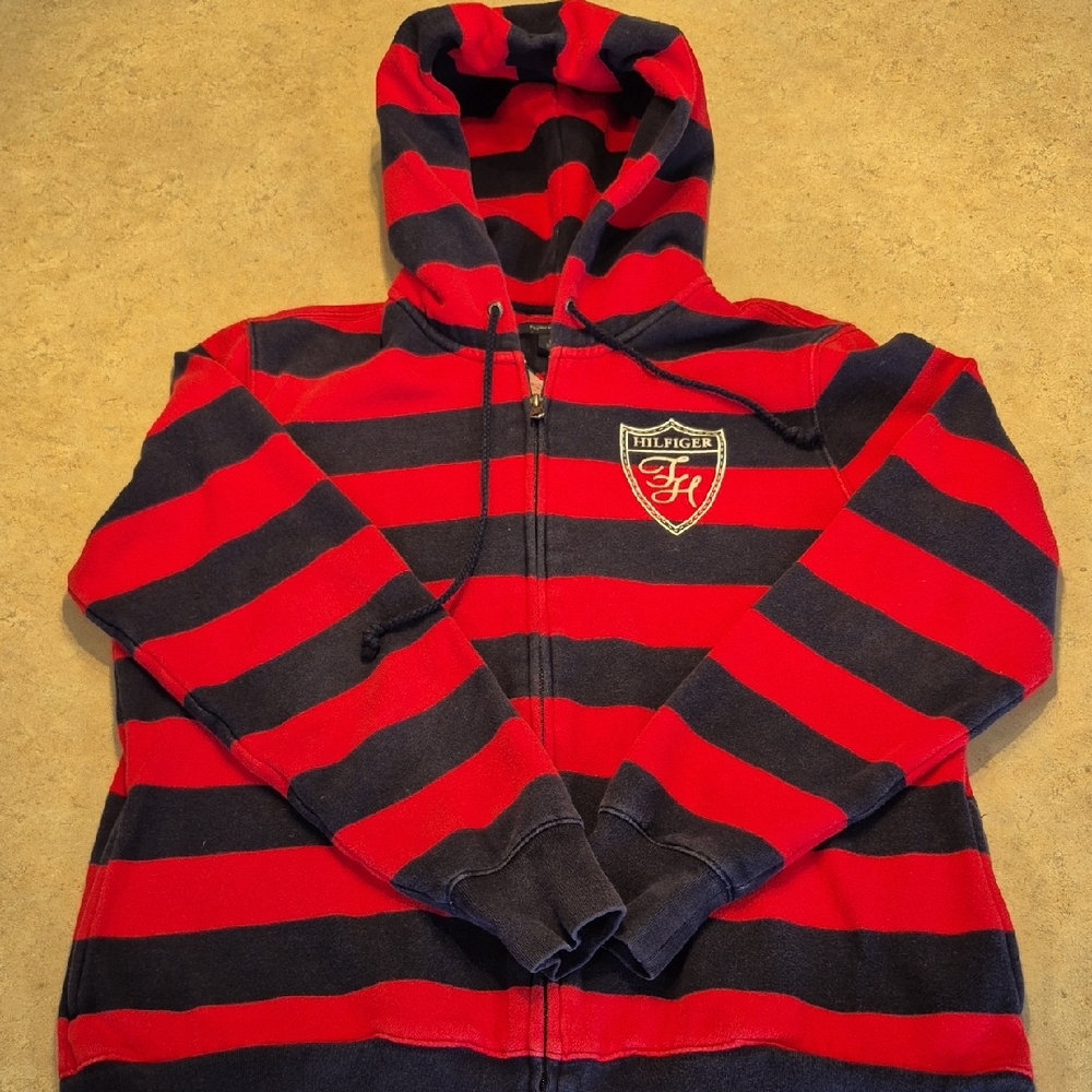 Tommy Hilfiger Youth Red and Black Striped Jacket